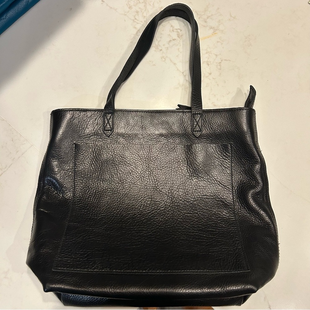 Madewell Black Leather Tote Bag